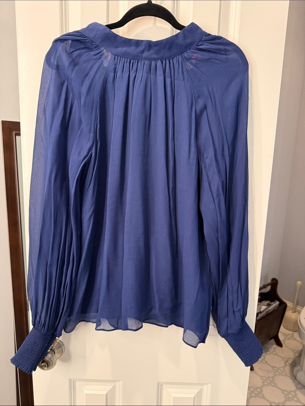 Lilly Pulitzer Sheer Pleated Long-Sleeve Blouse in Blue